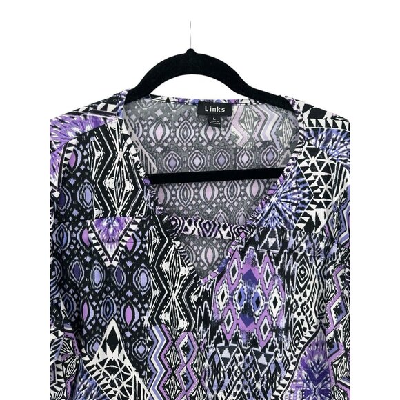 Links Womens Size Large Purple Geometric Casual Blouse Business Casual - Picture 3 of 7